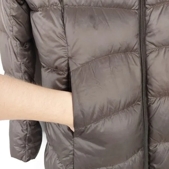 Uniqlo Dark Brown Ultra Light Down Jacket Coat Size Small Approx UK 8 - Picture 6 of 16